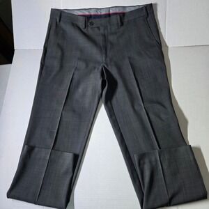 Chaps Total Comfort Mens Dress Pants Charcoal Gray Flat Front Size 38W 30L